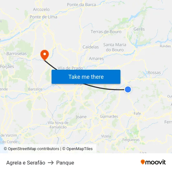 Agrela e Serafão to Panque map