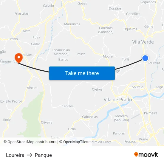 Loureira to Panque map