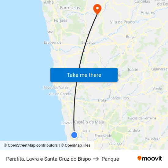 Perafita, Lavra e Santa Cruz do Bispo to Panque map