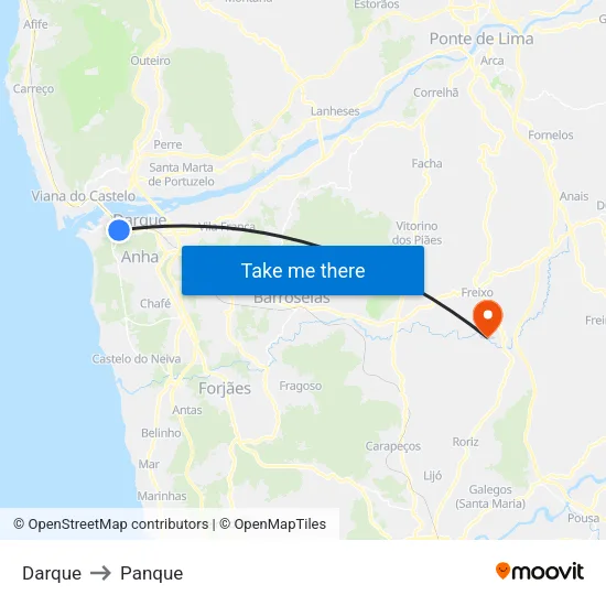 Darque to Panque map