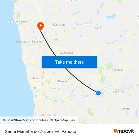 Santa Marinha do Zêzere to Panque map