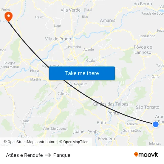 Atães e Rendufe to Panque map