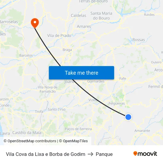 Vila Cova da Lixa e Borba de Godim to Panque map