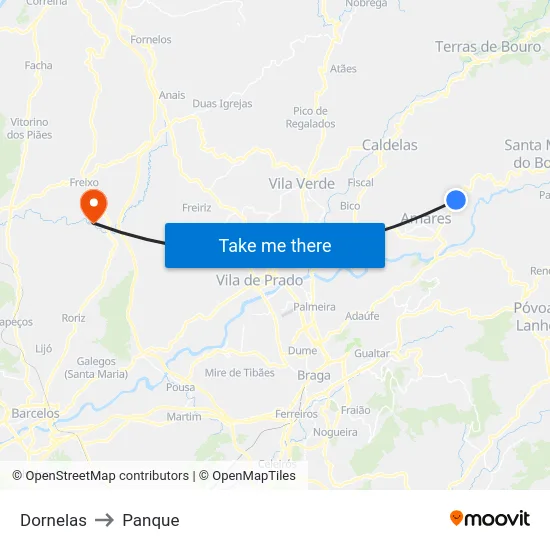 Dornelas to Panque map