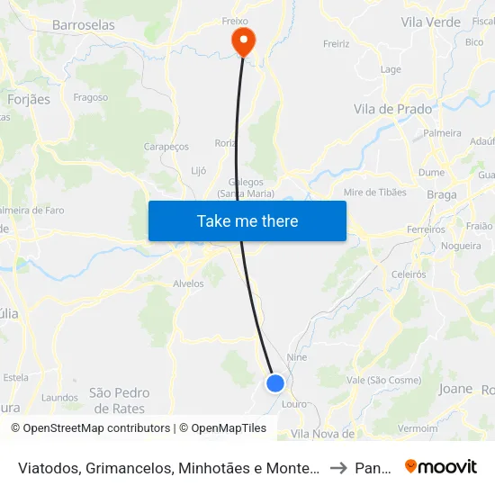 Viatodos, Grimancelos, Minhotães e Monte de Fralães to Panque map