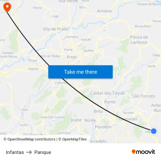 Infantas to Panque map