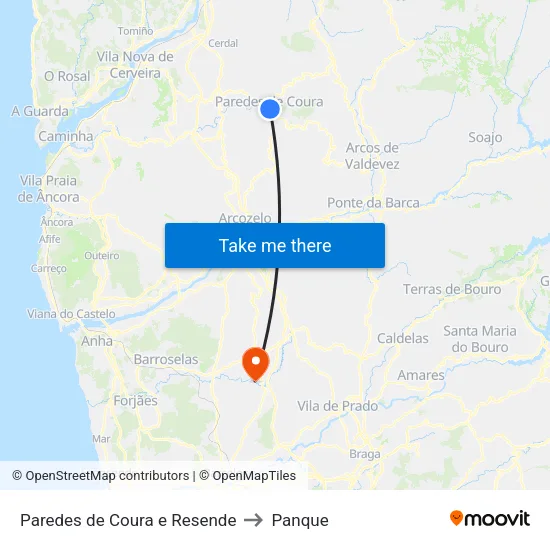 Paredes de Coura e Resende to Panque map