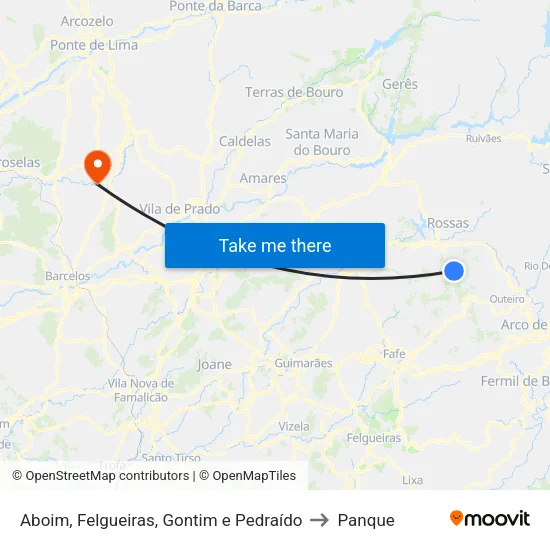 Aboim, Felgueiras, Gontim e Pedraído to Panque map