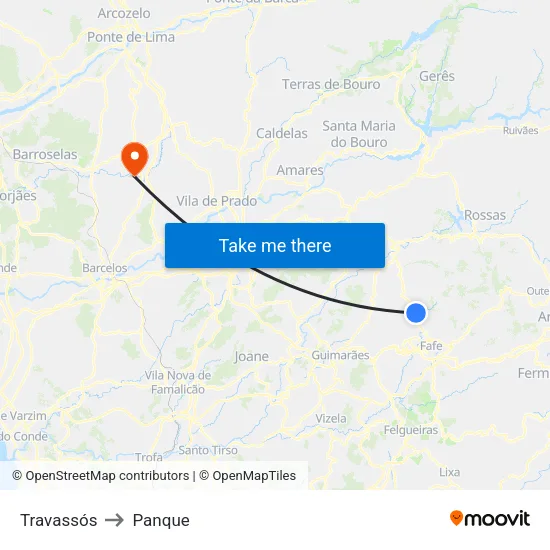 Travassós to Panque map