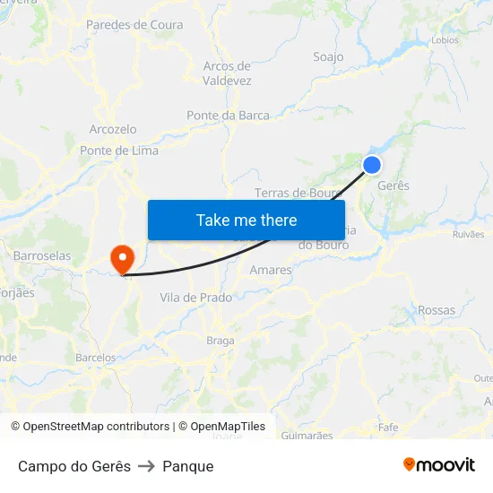 Campo do Gerês to Panque map