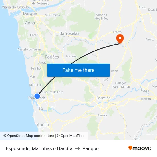 Esposende, Marinhas e Gandra to Panque map