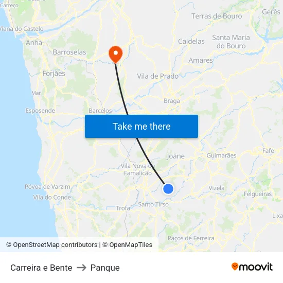 Carreira e Bente to Panque map