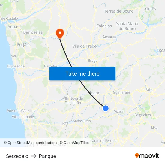 Serzedelo to Panque map