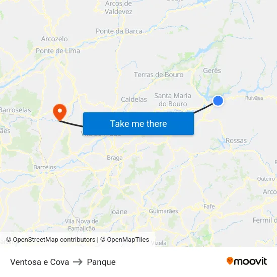 Ventosa e Cova to Panque map