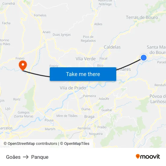 Goães to Panque map