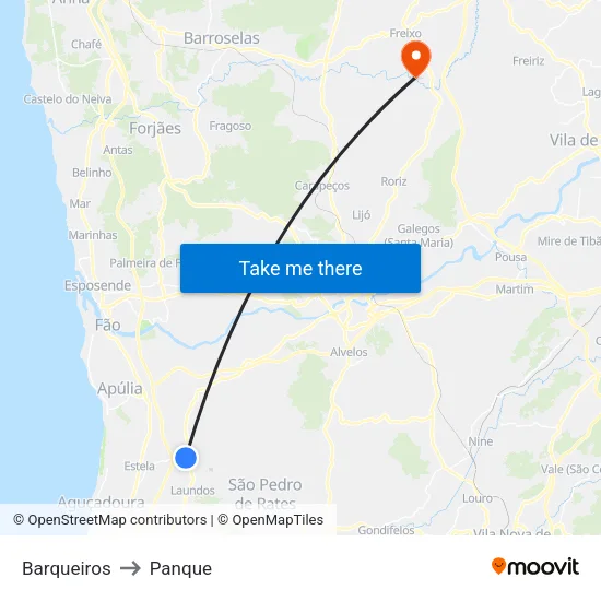 Barqueiros to Panque map