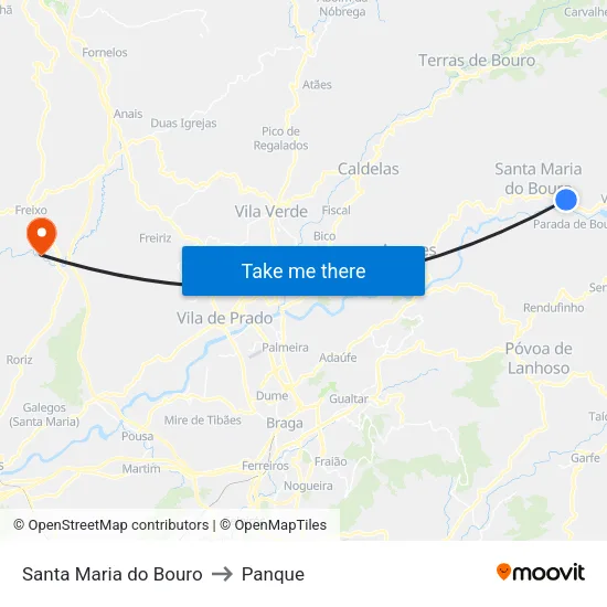 Santa Maria do Bouro to Panque map