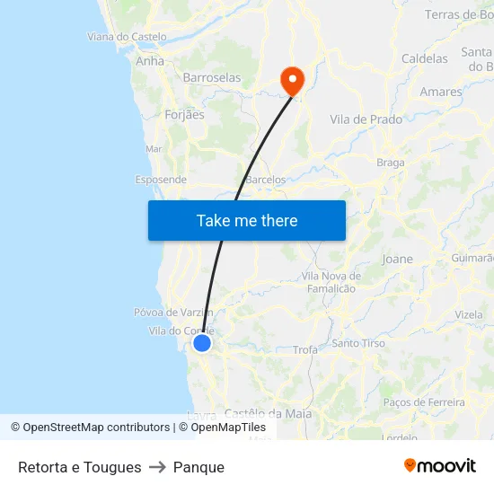 Retorta e Tougues to Panque map