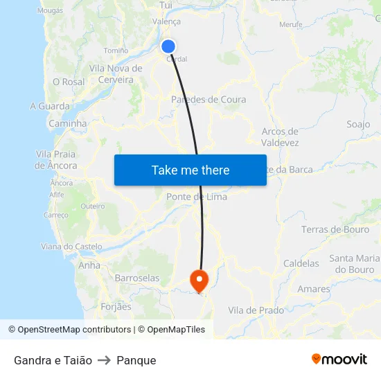 Gandra e Taião to Panque map
