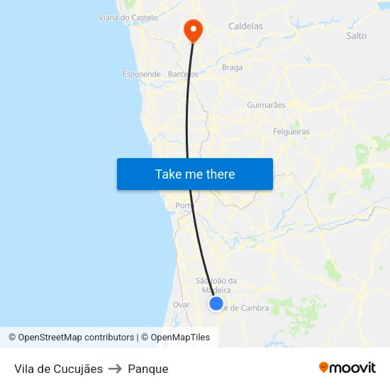 Vila de Cucujães to Panque map
