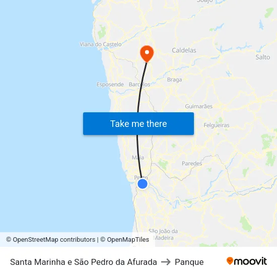 Santa Marinha e São Pedro da Afurada to Panque map