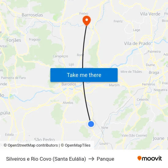 Silveiros e Rio Covo (Santa Eulália) to Panque map
