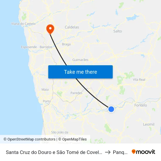 Santa Cruz do Douro e São Tomé de Covelas to Panque map
