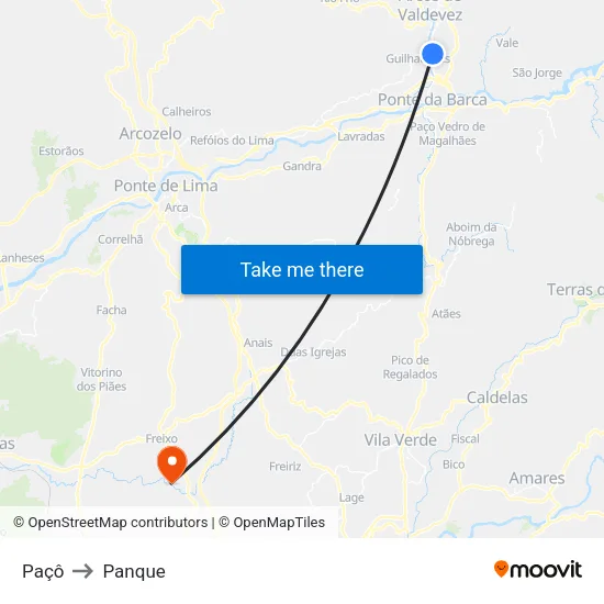 Paçô to Panque map