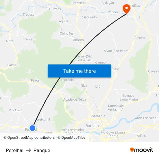 Perelhal to Panque map
