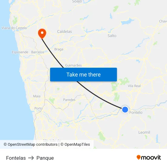 Fontelas to Panque map