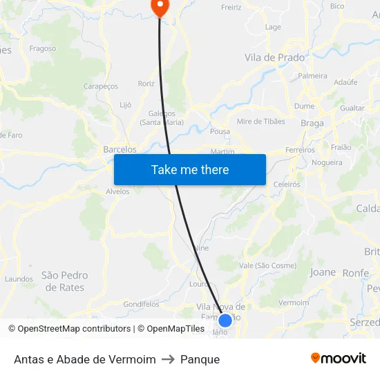 Antas e Abade de Vermoim to Panque map