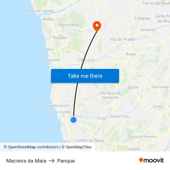 Macieira da Maia to Panque map