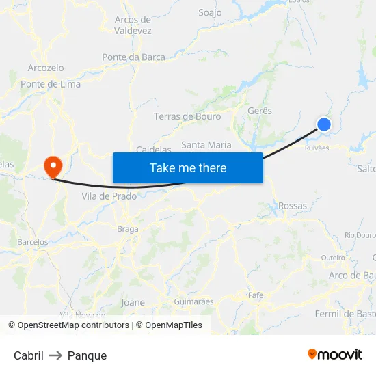 Cabril to Panque map