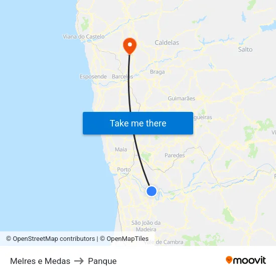 Melres e Medas to Panque map