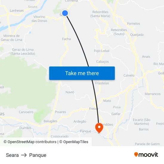 Seara to Panque map