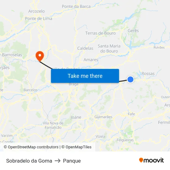 Sobradelo da Goma to Panque map