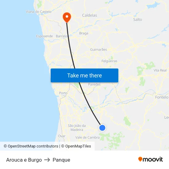 Arouca e Burgo to Panque map