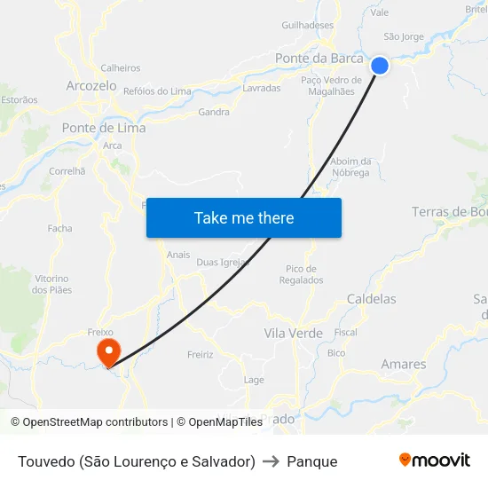 Touvedo (São Lourenço e Salvador) to Panque map