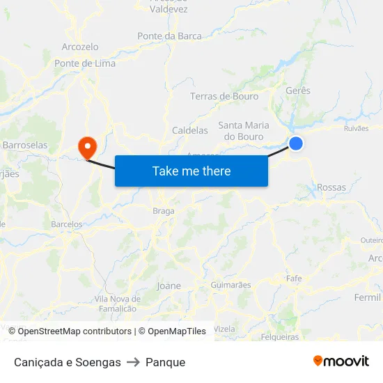Caniçada e Soengas to Panque map