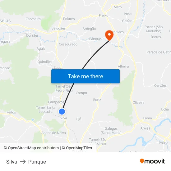 Silva to Panque map