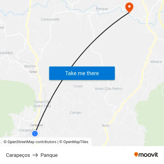 Carapeços to Panque map