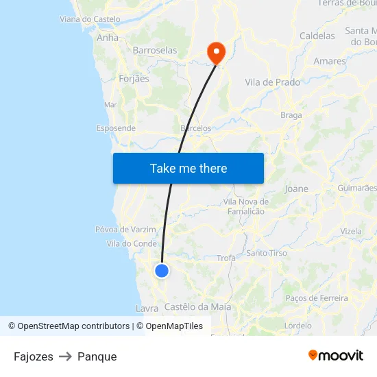 Fajozes to Panque map