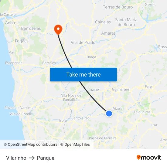 Vilarinho to Panque map