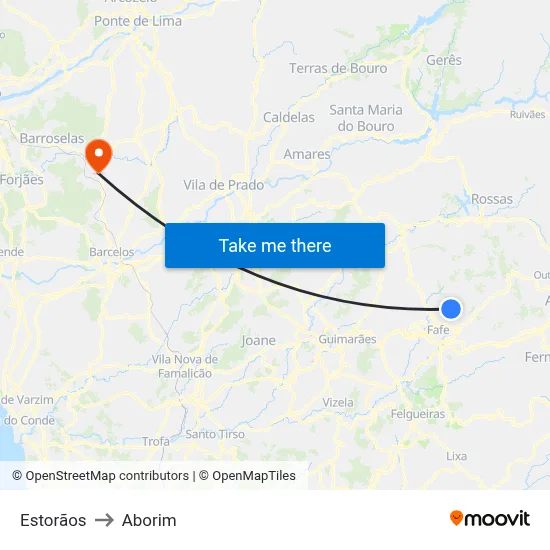 Estorãos to Aborim map
