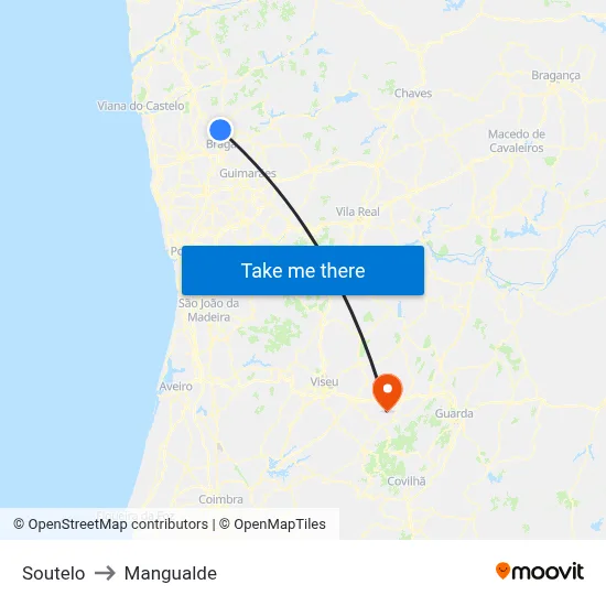 Soutelo to Mangualde map