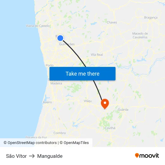 São Vítor to Mangualde map