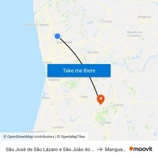 São José de São Lázaro e São João do Souto to Mangualde map