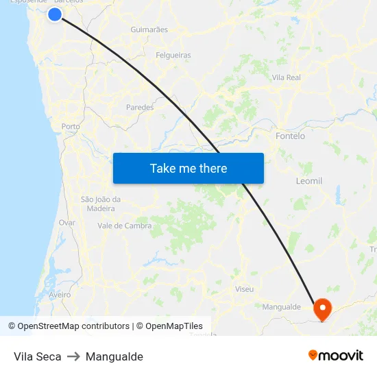 Vila Seca to Mangualde map