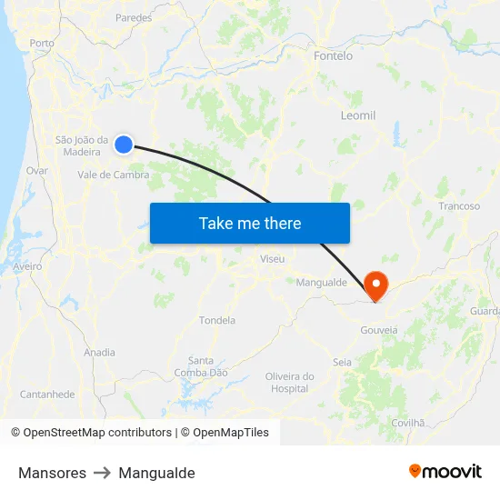 Mansores to Mangualde map