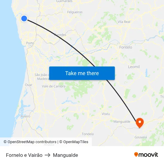 Fornelo e Vairão to Mangualde map
